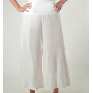 Bryn walker 100% linen high rise flared wide leg palazzo pants wide band